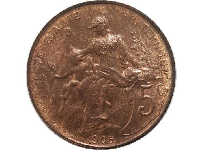 FRANCE 5 CENTIMES DUPUIS 1905 SUP/NC