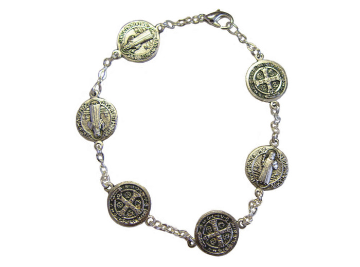 Bracelet Dizainier Perles St Benoît D9X3mm en Métal Argenté