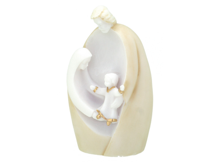 Sainte Famille -Statue en albâtre 12cm -Beige et Or