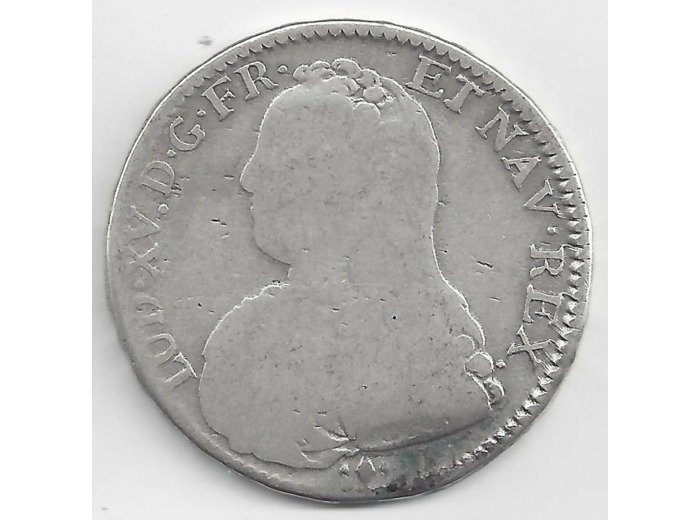 LOUIS XV (1715-1774) 1/2  ECU AUX BRANCHES D'OLIVIER 1729 L (BAYONNE) B+