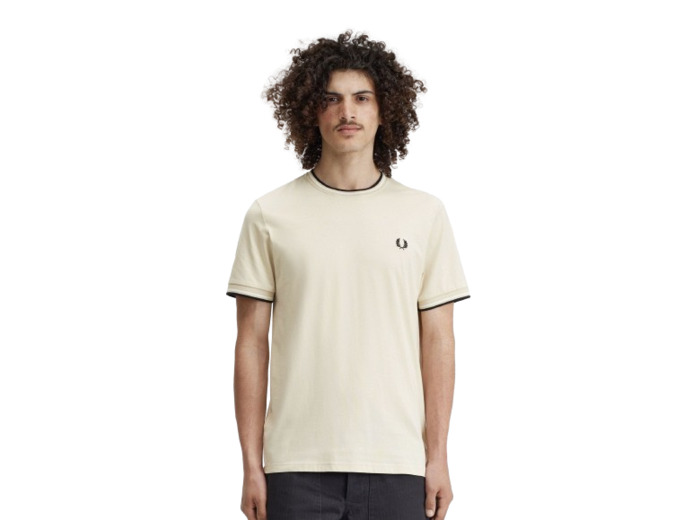 Tee Shirt FRED PERRY Twin Tipped Oatmeal/Ecru/Black