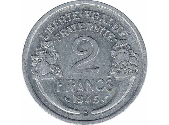 FRANCE 2 FRANCS MORLON ALU 1945 B TTB+