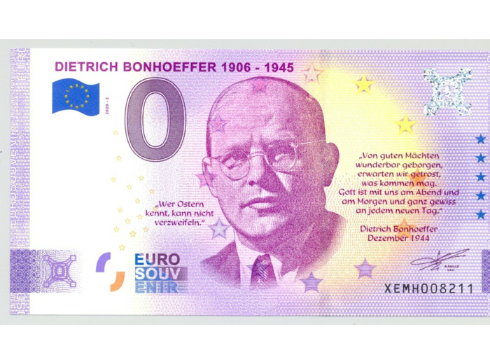 ALLEMAGNE 2020-2 DIETRICH BONHOEFFER VERSION ANNIVERSAIRE BILLET SOUVENIR 0 EURO