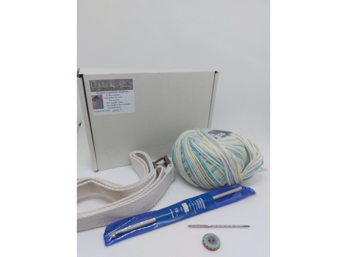 Kit pochette au crochet Verte et blanche