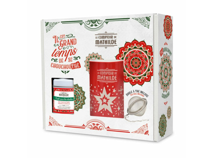 Coffret Noël Thé + Mug Vert + Boule à Thé
