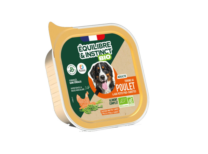 Équilibre & Instinct, Terrine BIO au poulet et aux petits pois carottes - 150g