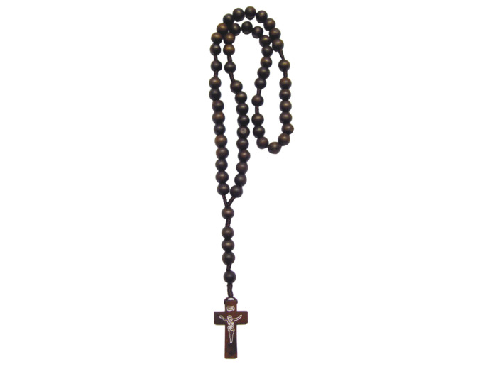 Chapelet en Bois sur Corde - MARRON FONCE