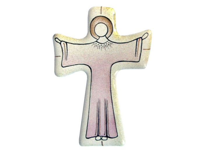 Croix simple rouge/blanc 10,9X7,6cm - EMAUX DU LIBAN
