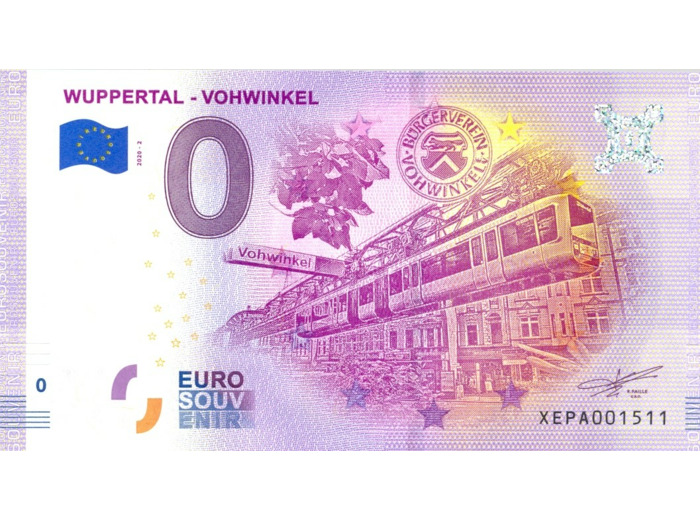 ALLEMAGNE 2020-2 WUPPERTAL VOHWINKEL BILLET SOUVENIR 0 EURO TOURISTIQUE  NEUF