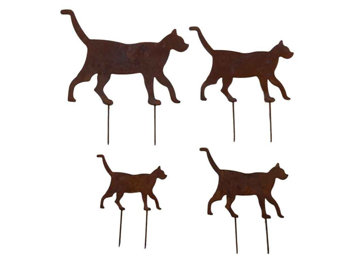 Ensemble 4 piquets jardin chat 19x21cm