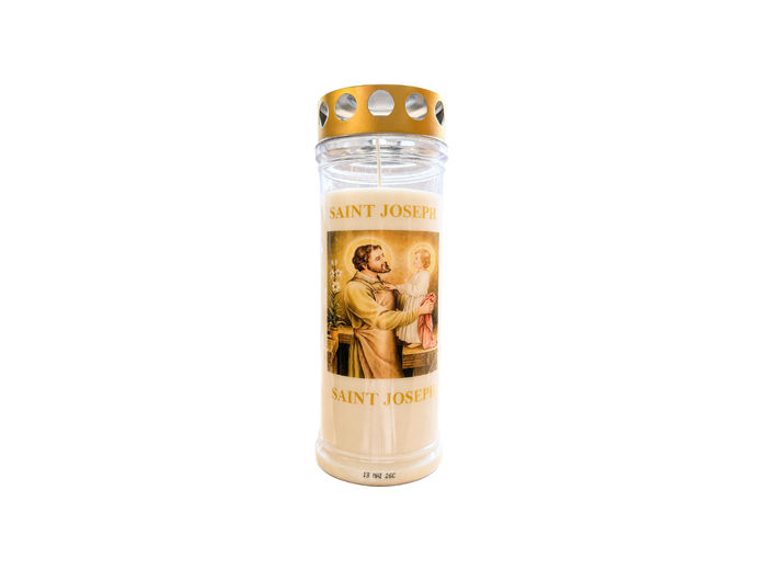 Bougie Funéraire 160 Heures Saint Joseph avec Prière