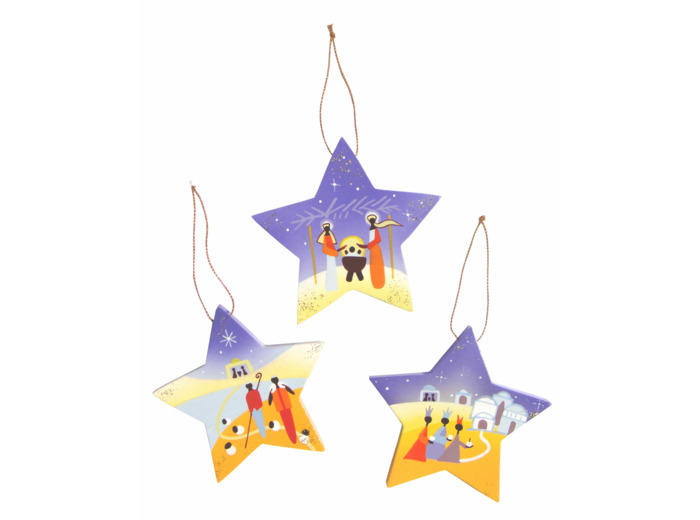 Set 3 étoiles bleues 9cm