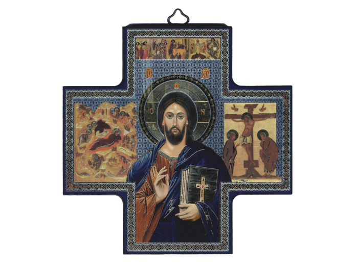 Croix Icône 15x15cm - Christ Pantocrator