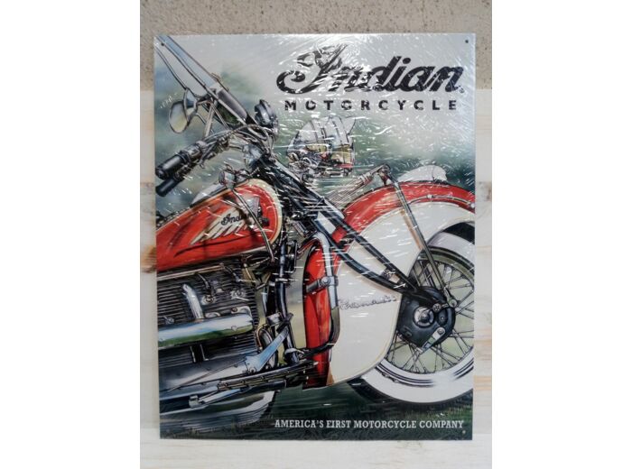 Plaque métal - Indian Motorcycle - 31.5 x 40cm - Nostalgie.