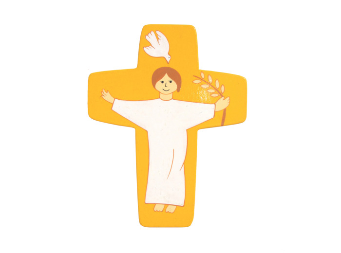 Croix Christ Réssuscité Jaune 12,5x9,5cm
