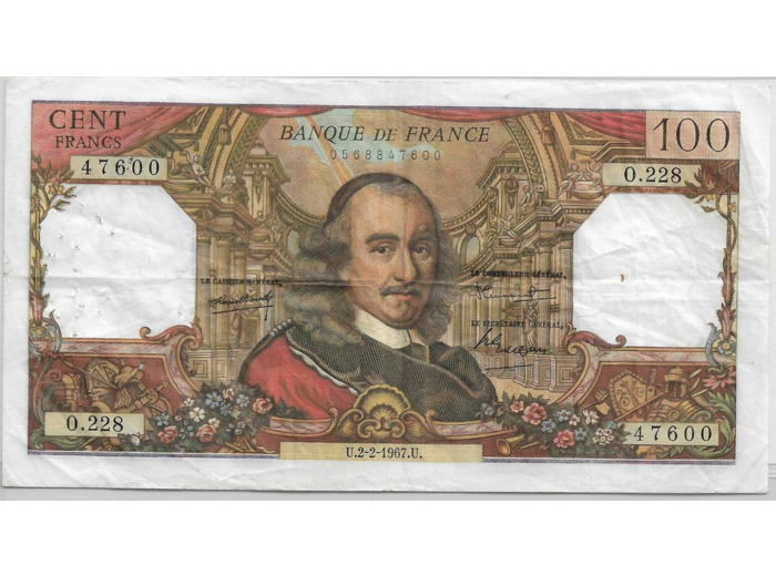 FRANCE 100 FRANCS CORNEILLE 2-2-1967 O.228 TTB