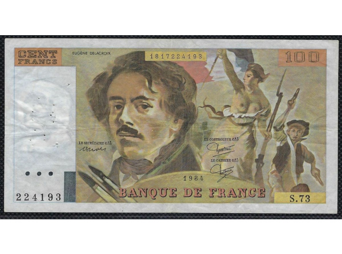FRANCE 100 FRANCS DELACROIX 1984 SERIE S.73 TTB