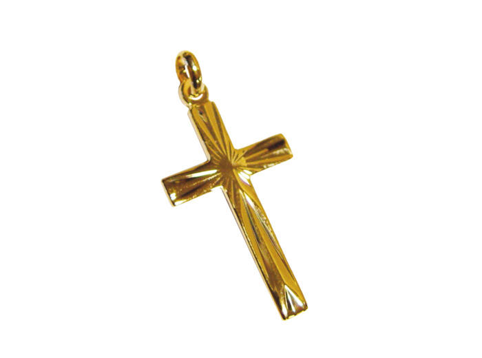 Croix en Plaqué Or 25mm - DIAMANTÉE