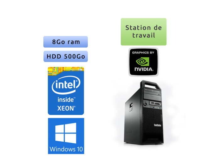 Lenovo ThinkStation S30 TW - Windows 10 - E5-1620 v2 8GB 500GB - K2000 - Ordinateur Tour Workstation PC