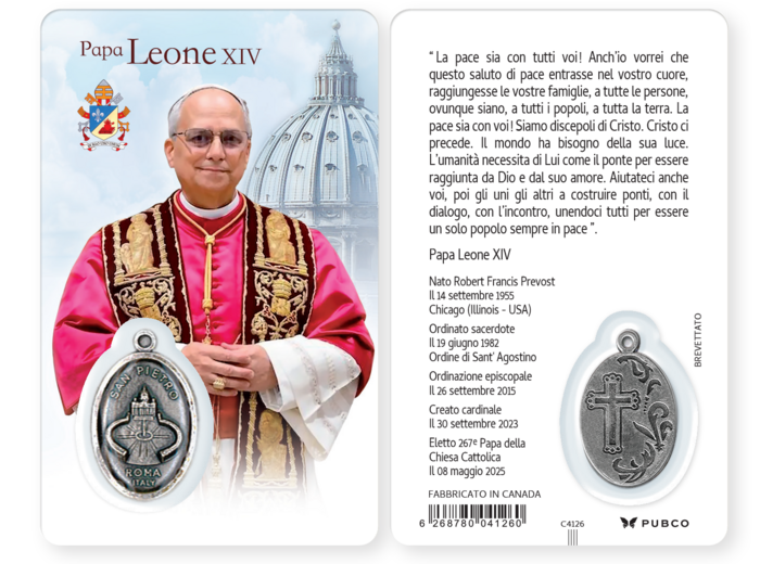 Carte-prière avec insertion PAPE LEON XIV - Italien