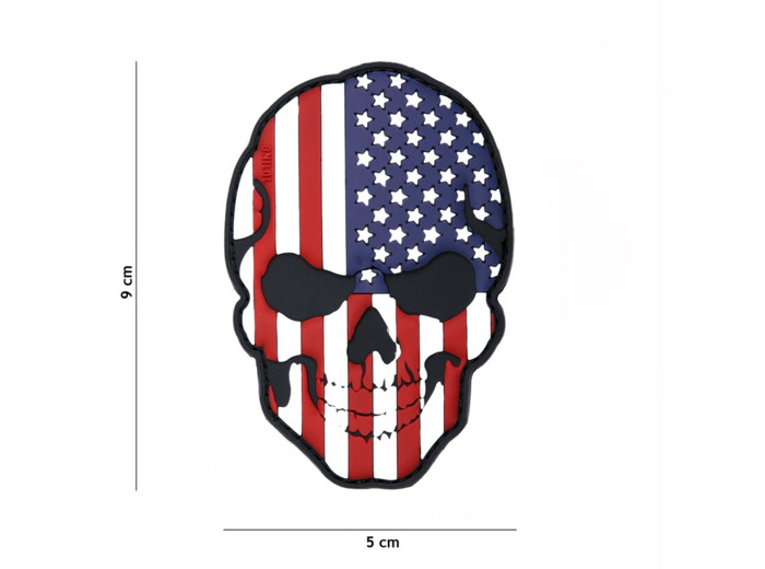 Patch 3D PVC Tête de mort USA