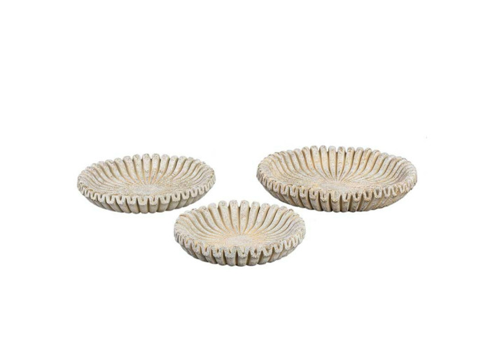 Bol rond rayé ciment crème 30cm