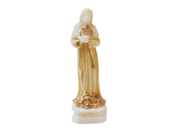 Sainte Rita - Statue en albâtre 17cm - Beige et Or