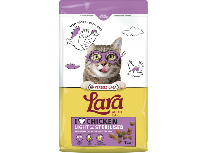 Croquettes LARA, Light & Sterilised poulet - 7KG