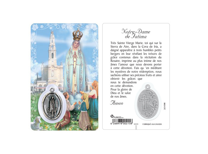Carte-prière avec insertion VIERGE DE FATIMA-100e anniversaire appari