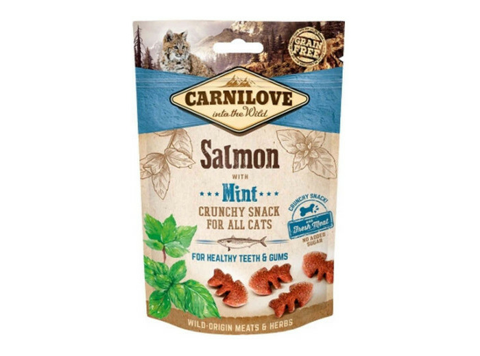 CAT CRUNCHY SNACK SAUMON/MENTHE 50G CARNILOVE