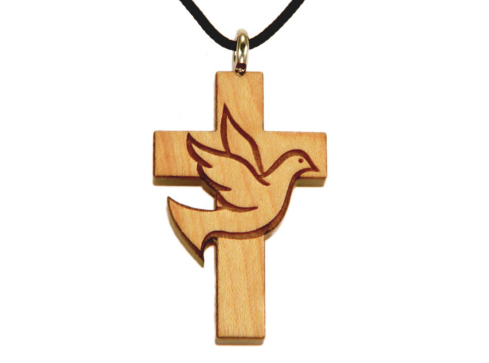Croix en Bois d'Erable Vernis 3,5cm avec Cordon - COLOMBE