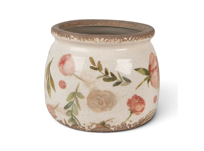 Pot de fleurs intérieur céramique beige rose 13x16x16cm