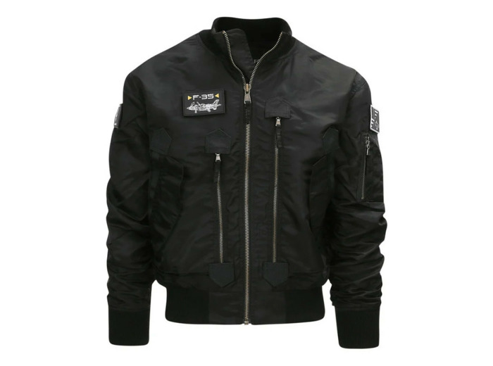 Blouson aviateur F-35 noir en nylon | Veste pilote premium