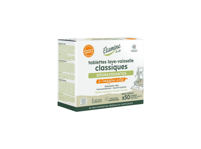 50 Tablettes lave vaisselle dégraissantes à l'oxygène actif