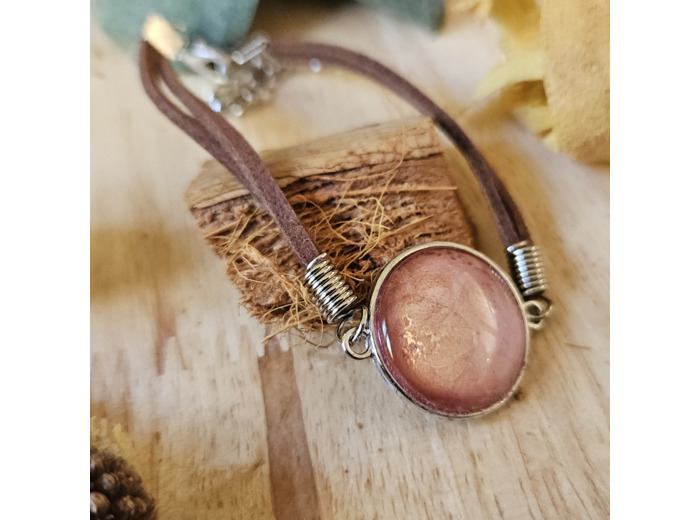 Bracelet en cordon avec pendentif et base ronde (20 mm) en acier inoxydable