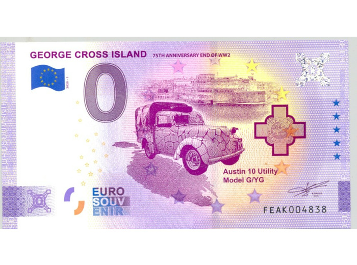 MALTE 2020-1 GEORGE CROSS ISLAND (ANNIVERSAIRE) BILLET SOUVENIR 0 EURO