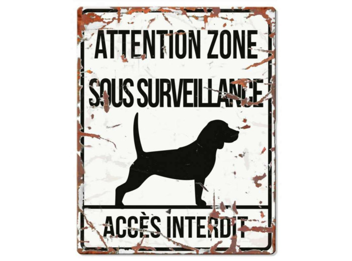 Plaque "Attention" Beagle - 4 formats