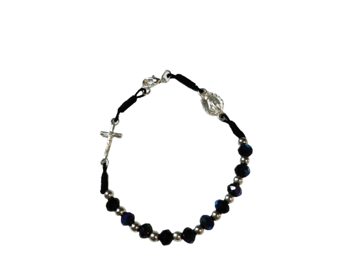 Bracelet en verre facété sur fil- NOIR