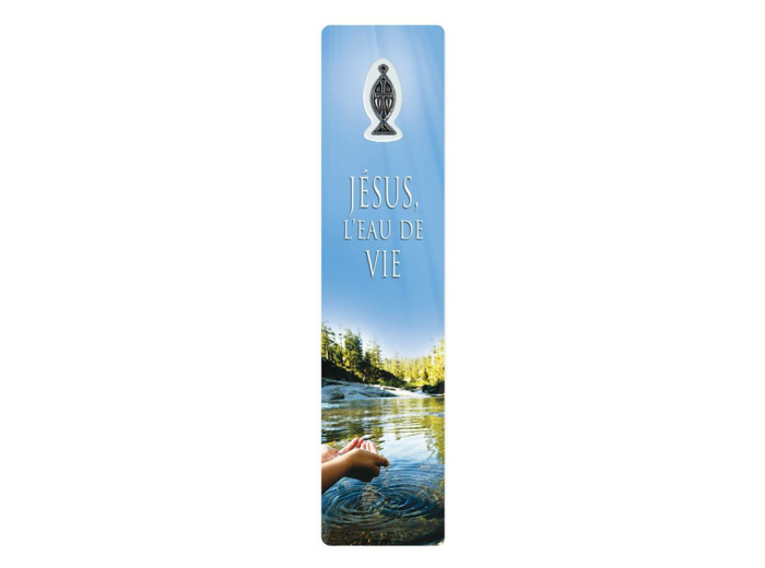 Signet plastifié avec médaille sous sachet-JESUS L'EAU DE VIE-anglais