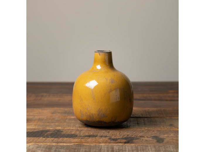 Vase Soliflore en Céramique Moutarde 13x11cm