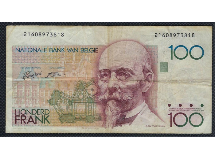 BELGIQUE 100 FRANCS NON DATE (1992-94) SIGNATURE 5 ET 14 TB+ 818