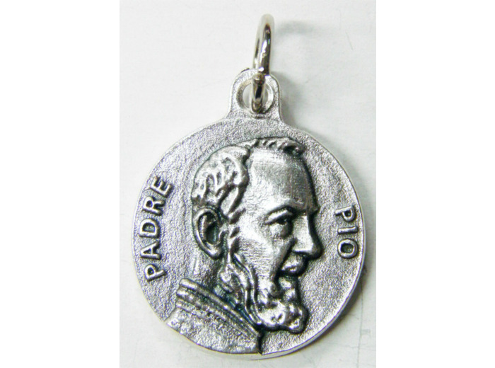 Médaille 18mm en Argent 925 - PADRE PIO