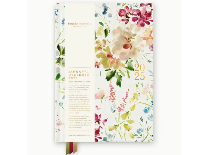 Agenda relié en lin 2025 - Spring Blooms - Bespoke Letterpress