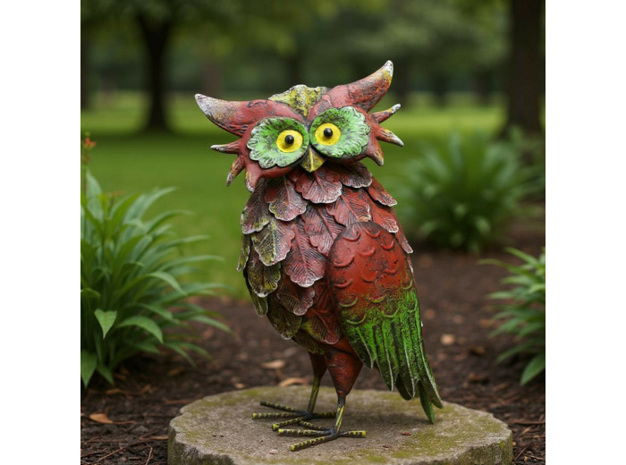 Figurine hibou éclat sauvage 30x15x41cm