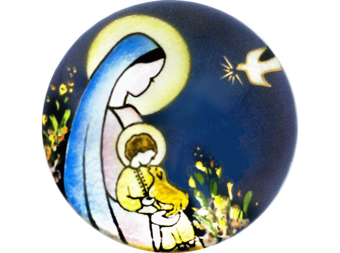 Vierge à l'agneau D10,5cm - EMAUX DU LIBAN