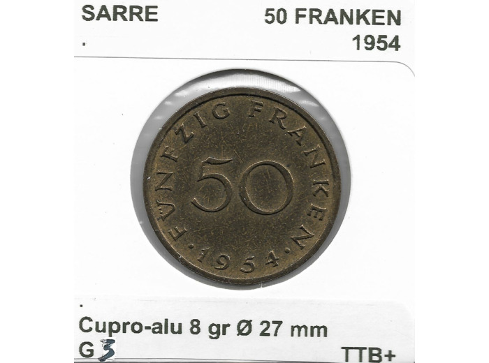 SARRE 50 FRANKEN 1954 TTB+