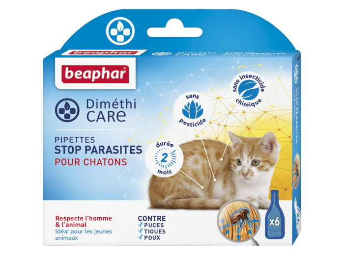 DIMETHICARE, pipettes stop parasites pour chatons - 6 pipettes
