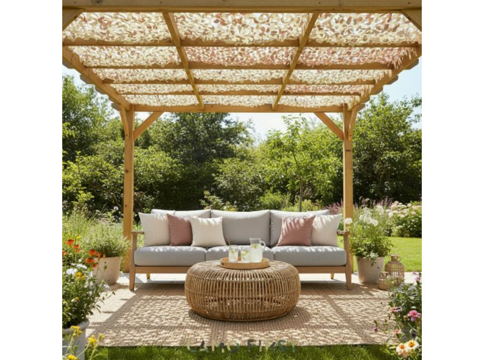 Filet de camouflage Camo First® S-Cut désert 2 m x 2 m : ombrage 80 % et style militaire