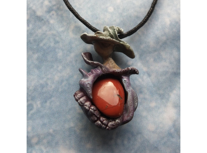 Pendentif "Lutin Passion" pierre naturelle Jaspe Rouge