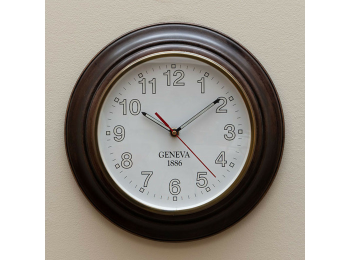 Horloge murale bois foncé manguier 28cm